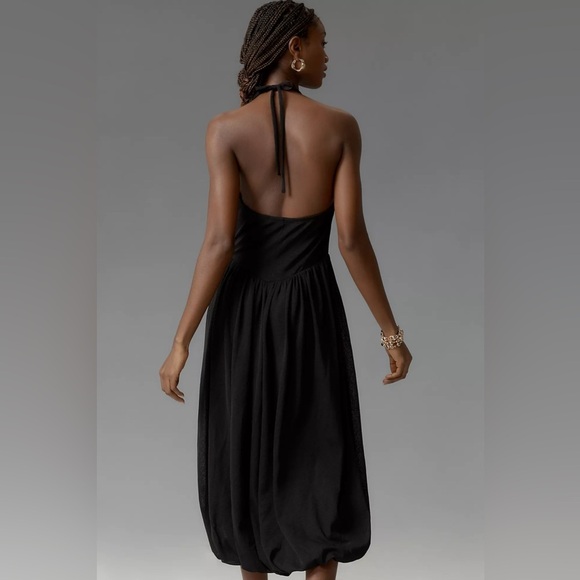 NWT Anthropologie Black Cowl Neck Bubble Hem Dress 🐾🎹 - Picture 3 of 5